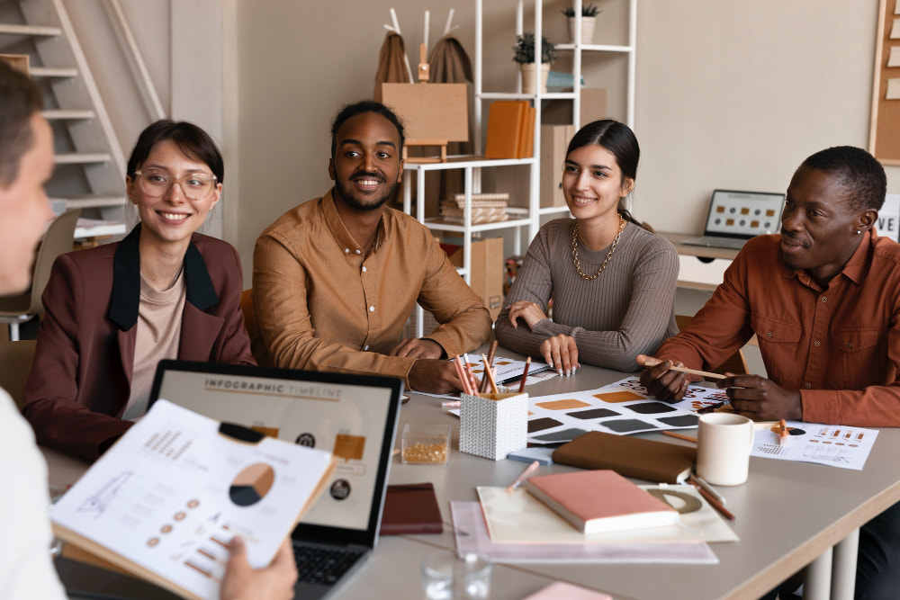 multicultural team in a meeting