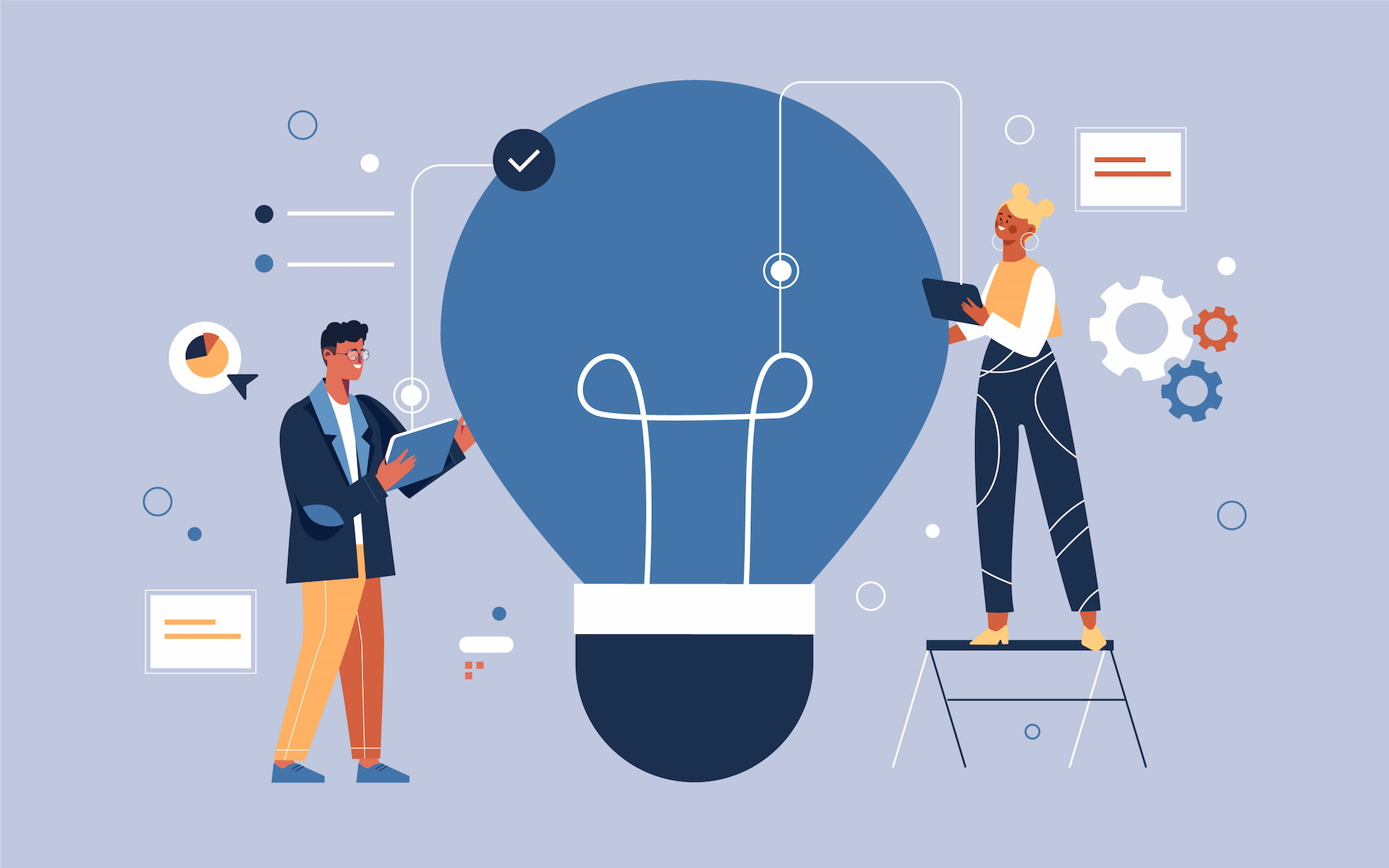 two people collaborating on a creative idea